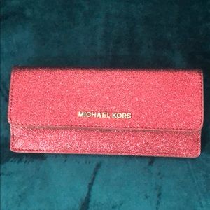 Michael Kors Red Glitter Clutch Bag Wallet